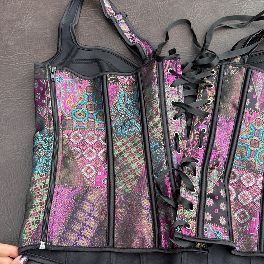 Source Unknown Multicolor Patchwork Bustier Corse… - image 5